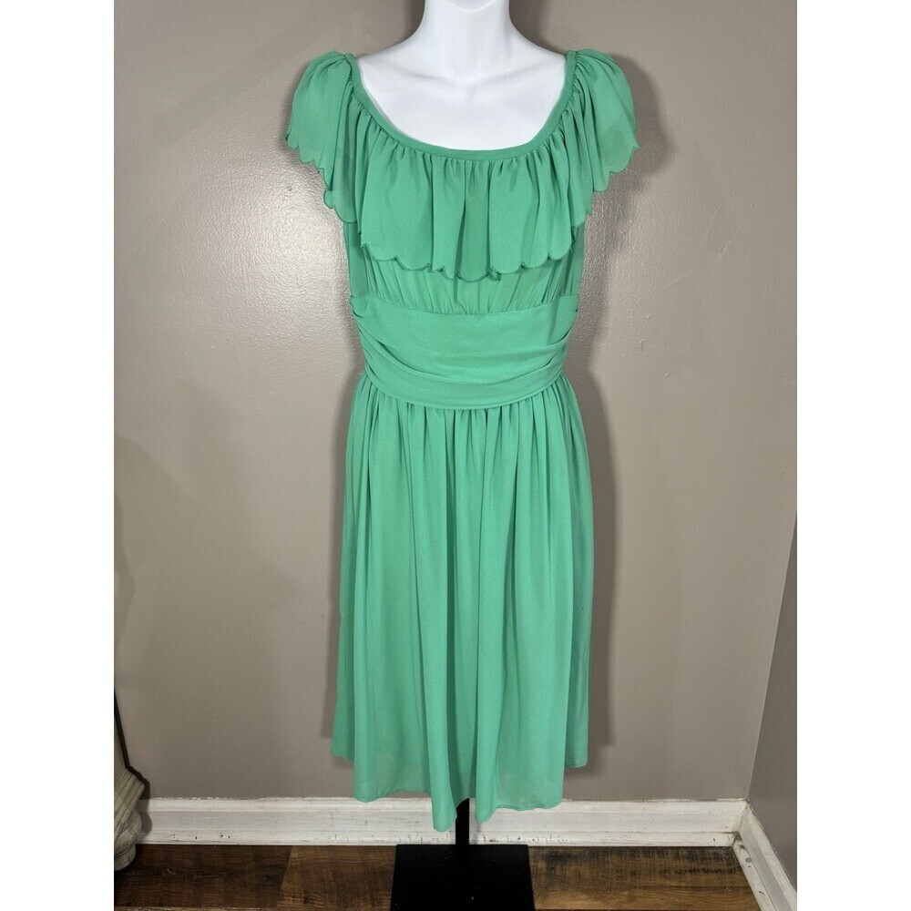 Vintage Leo Narducci Ambiance Midi Green Silk Blend Zip Back Size M